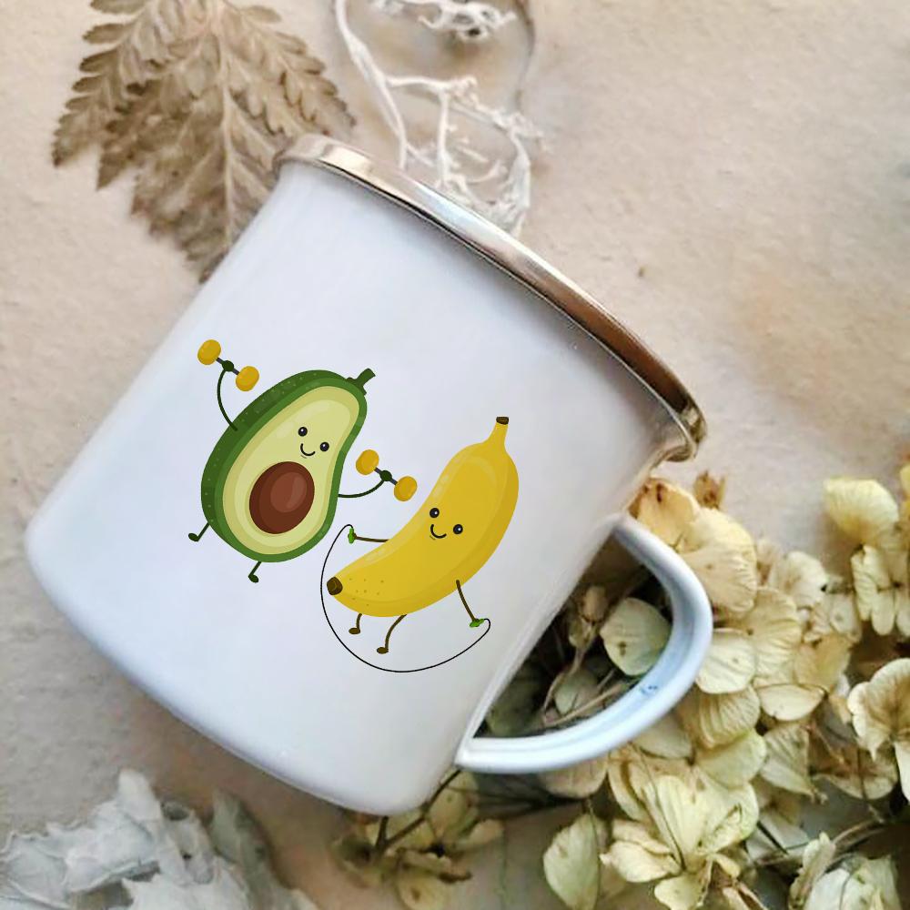 Cartoon Avocado Print emalia k – Wine Beer Best recenzja i cena
