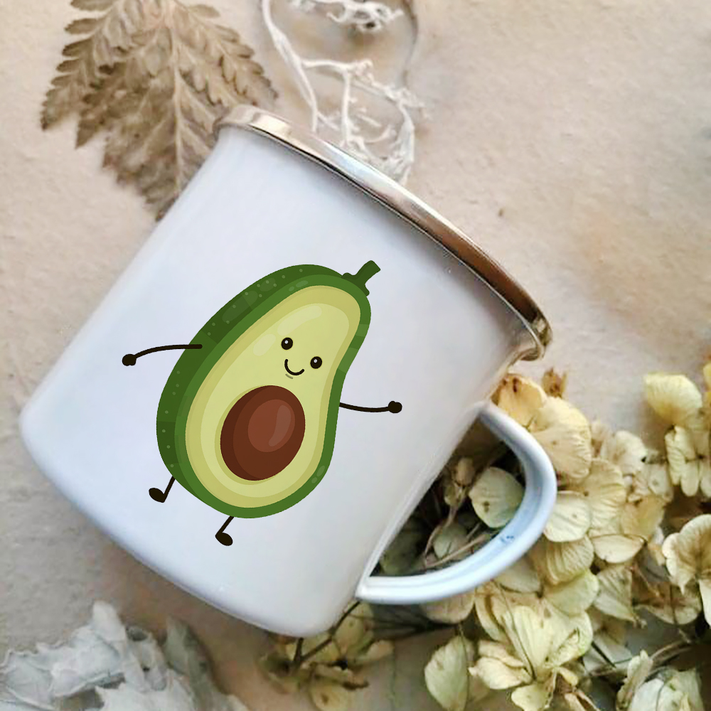 Cartoon Avocado Print emalia k – Wine Beer Best recenzja i cena